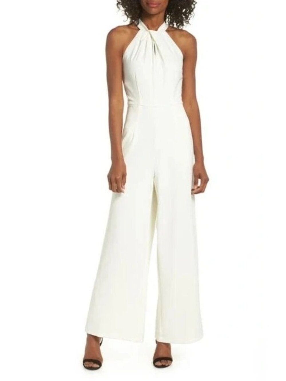 JULIA JORDAN Womens Sleeveless Halter Neck Jumpsuit Dress IVORY SIZE 12 Defected
